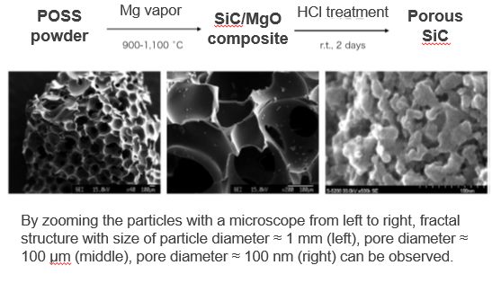 Fractal porous silicon carbide